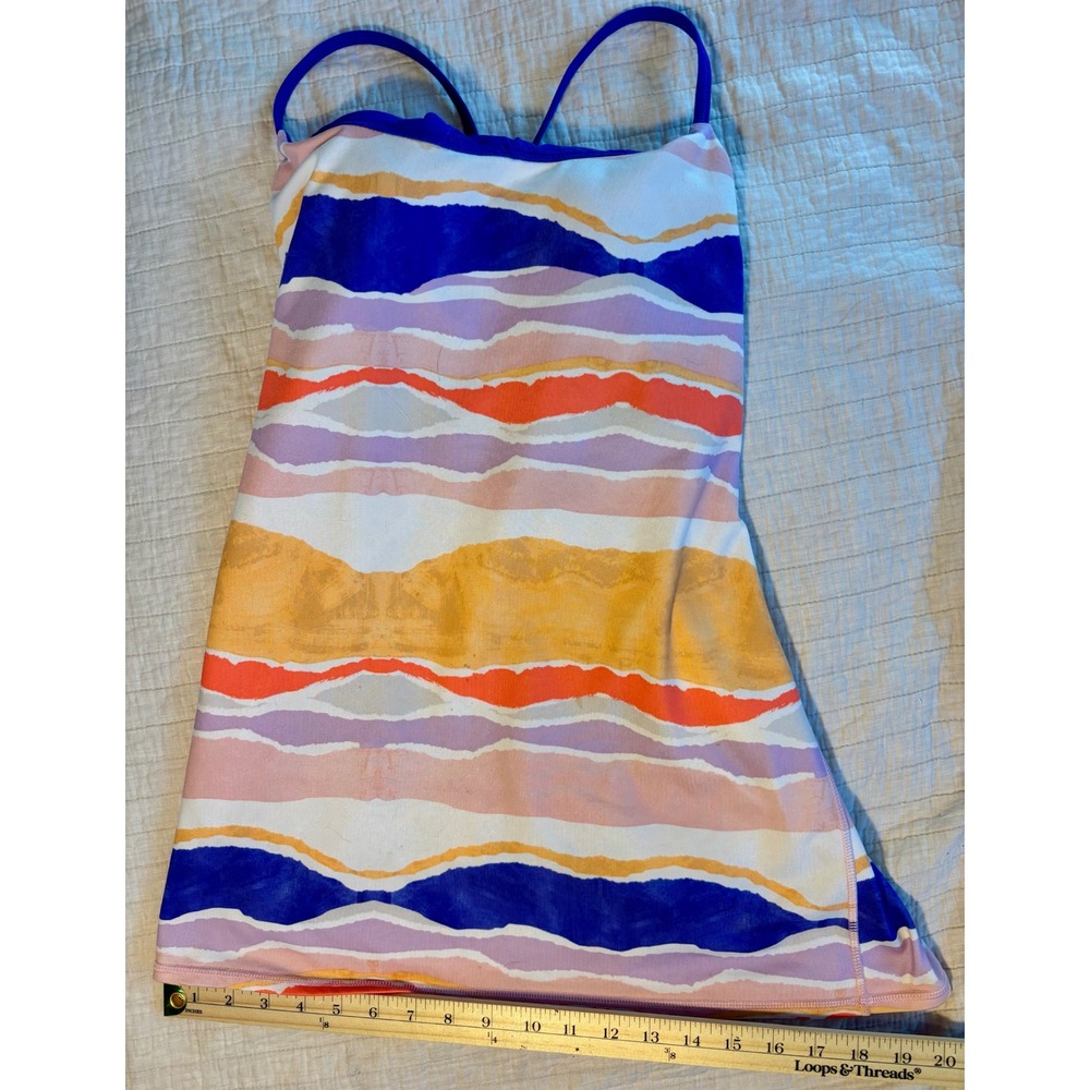 Lululemon Strappy Back Tank Top Built In Bra Multi Color Stripe Size 10